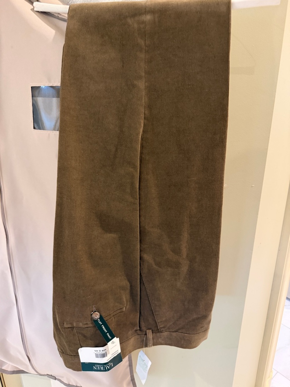 Lauren Ralph Lauren Olive-Brown Corduroy Straight-Leg Pants
